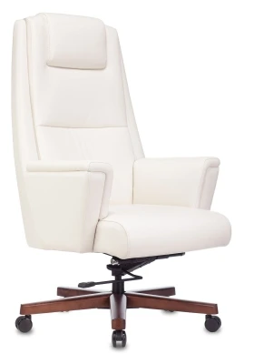 Кресло для руководителя Бюрократ ДЮК / DUKE белая кожа