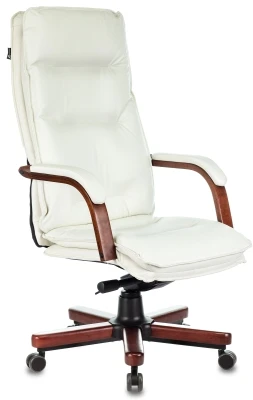 Кресло для руководителя Бюрократ T-9927WALNUT слоновая кость кожа