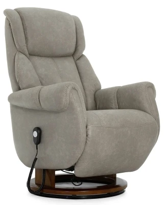Релакс кресло FALTO Релакс Лифт / Lift 4100-105-29 , 2 мотора, искуственный нубук STEAM 105 TAN основание дерево темный орех 029, серая ткань