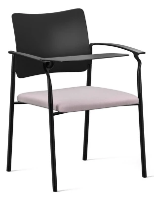 Конференц-кресло Пинко / Pinko Pinko plastic 4legs black Jade9502 Arms+WT со столиком, черные металлические ножки, черный пластик, серая ткань