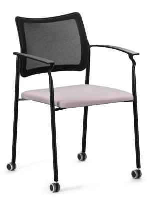 Конференц-кресло Пинко / Pinko Pinko Mesh cast black Jade9502 Arms на роликах, черные металлические ножки, черна сетка, серая ткань