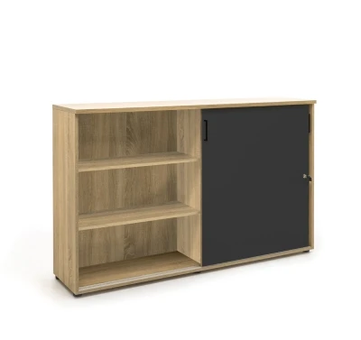 Шкаф для документов Флекс/Flex, цвет Гикори / Графит, размер: 145x40x112
