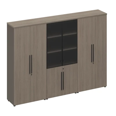 Шкаф комбинированный (одежда-стекло-закрытый) дуб виченца/лава серая У.рус/U.rus, размер: 2710x460x1980