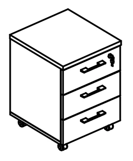 Тумба выкатная 3-ящичная с замком (топ ДСП) мокко премиум / мокко премиум Alta/Alta MT/Alta ML,Альта/Альта МТ/Альта МЛ размер: 420x450x570