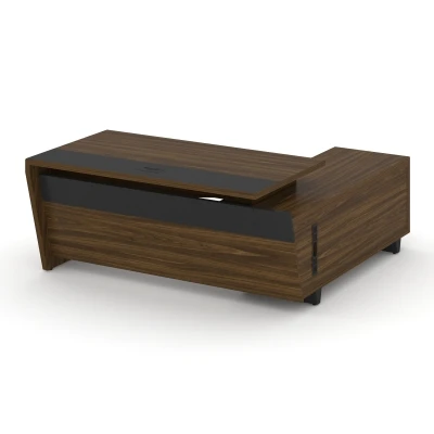 Корнер/Corner Стол руководителя с тумбой COR.SRT-18 (L) Орех Лоренцо/Графит/Металл Графит 1800*1800*750