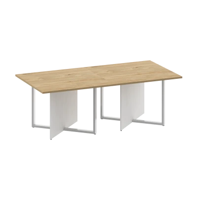 Шифт/Shift Стол переговорный, двойной, прямоугольный SK.SP-KV-110-2 Тиквуд Светлый/Белый Бриллиант 2200*1