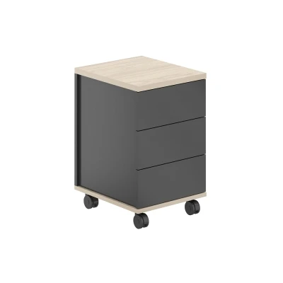 Тумба мобильная 3 ящ. ЛДСП/ AG.271.AN.AR.AN/ корпус:антрацит, топ-дно:ак.равелло, фасады:антрацит