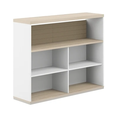 Стеллаж-комбо 1-стор. 1438 с топом, с экраном тканевым низким/ AG.252.402.652.BG/ корпус: белый, топ-дно: ак.равелло, столешница: ак.равелло, экран: бежевый