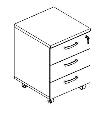 Тумба выкатная 3-ящичная с замком дуб шамони / мокко премиум А4/A4, размер: 420x450x570