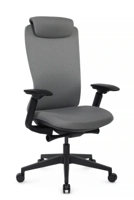 Кресло для персонала Riva Design Гемини / Gemini EGE-002A серая сетка, серая ткань, сиденье слайдер