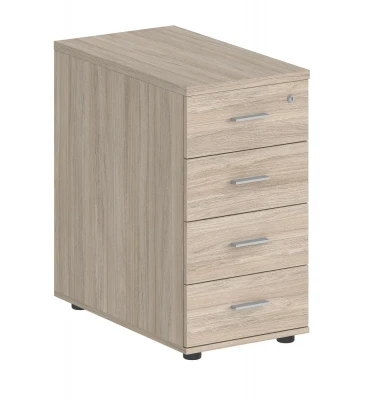 Тумба приставная с топом 400х800х725 с 4 ящиками (метабоксы), с замком / корпус дуб светлый, фасады дуб светлый